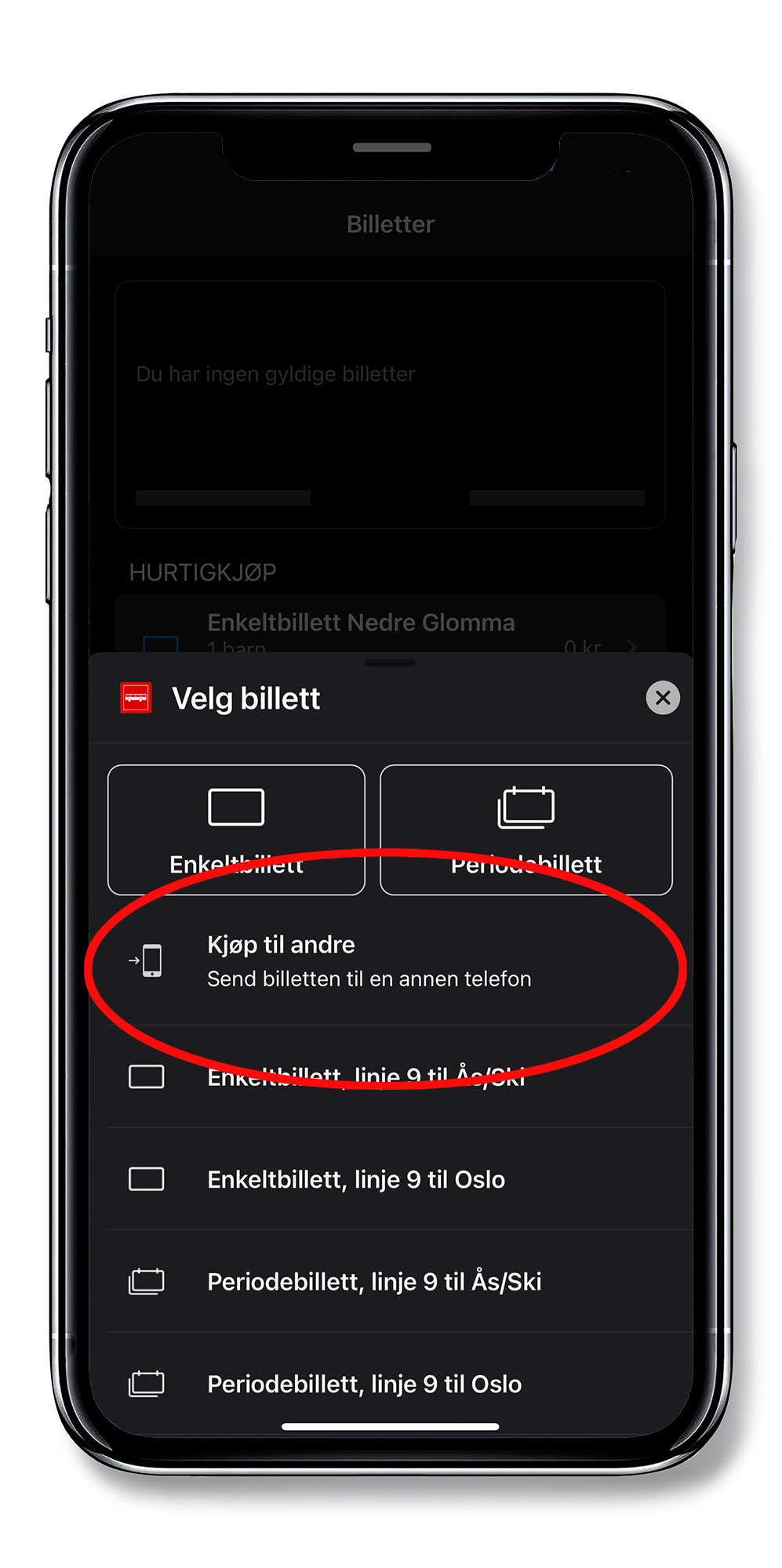 Kjøpe billett til andre